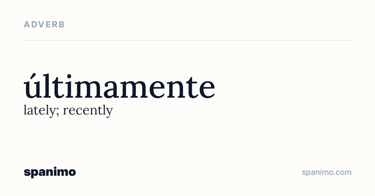 Word card for últimamente