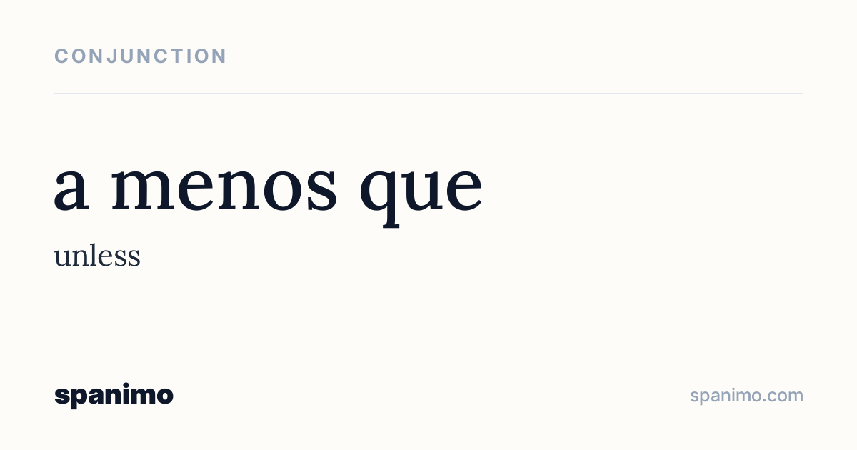 Word card for a menos que