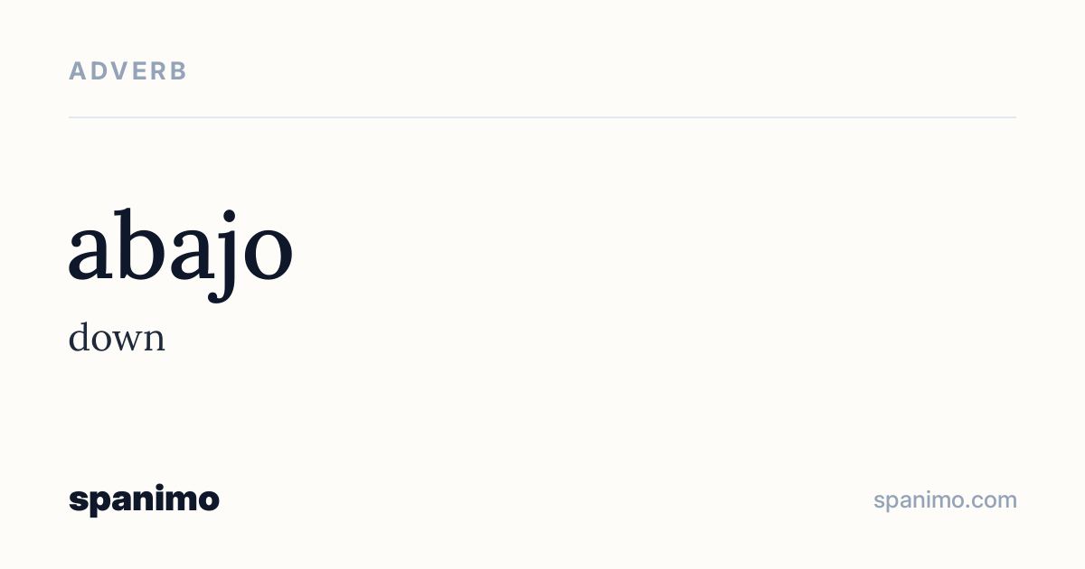 Word card for abajo