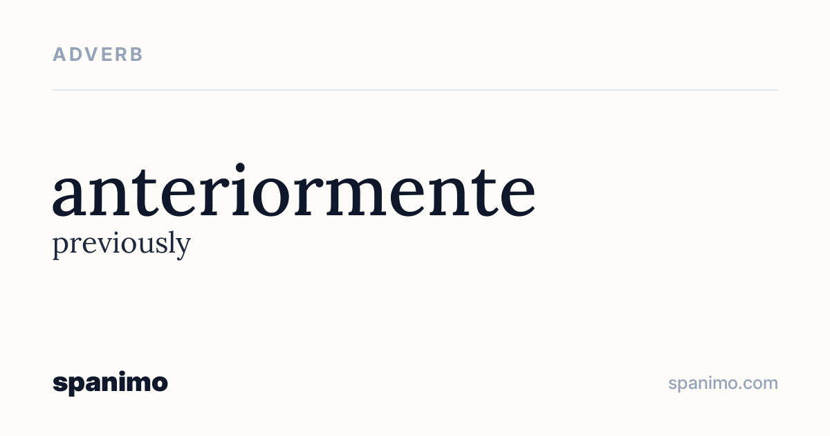Word card for anteriormente