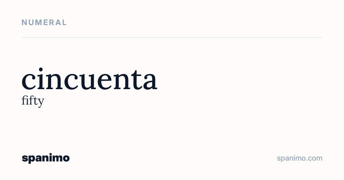 Word card for cincuenta