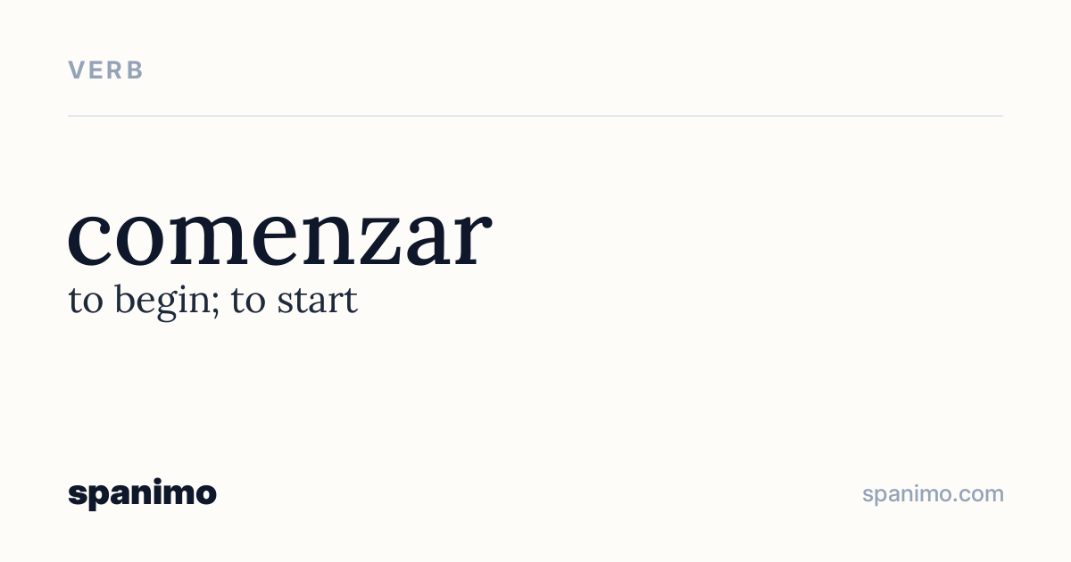 Word card for comenzar