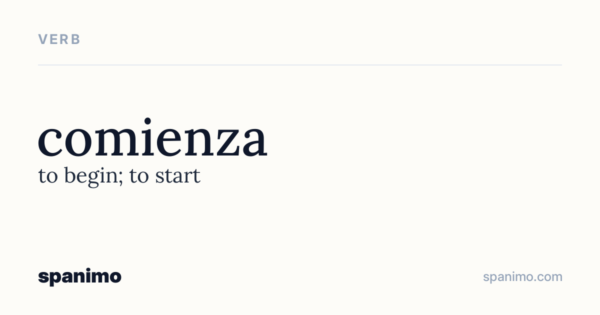 Word card for comienza