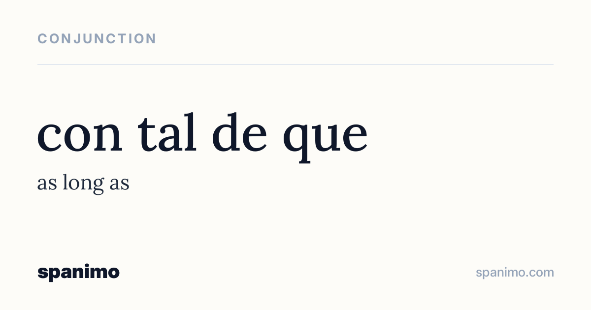 Word card for con tal de que