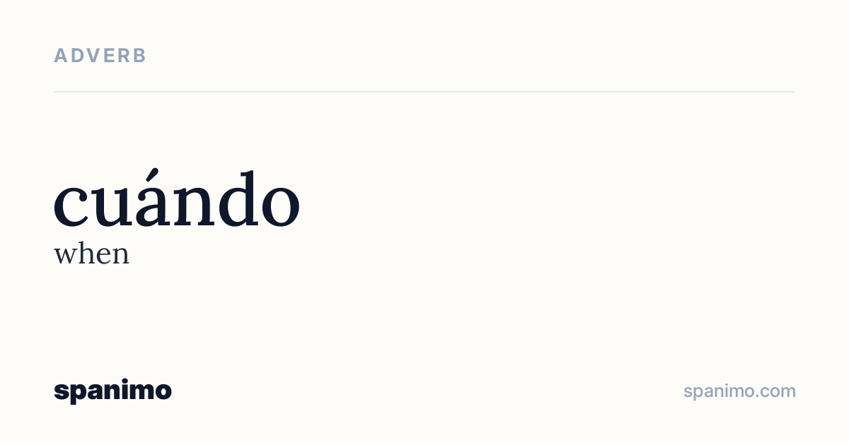 Word card for cuándo
