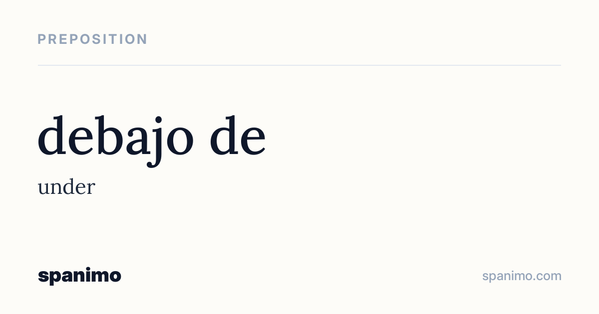 Word card for debajo de