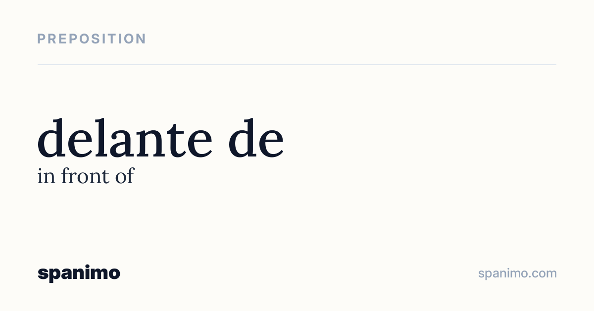 Word card for delante de