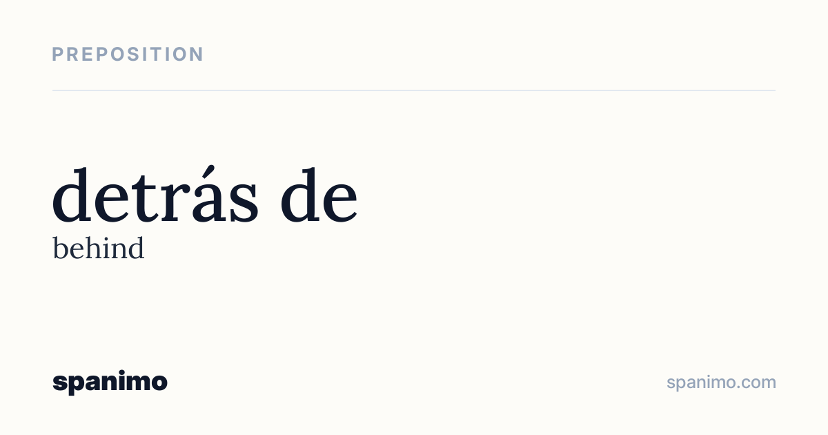 Word card for detrás de