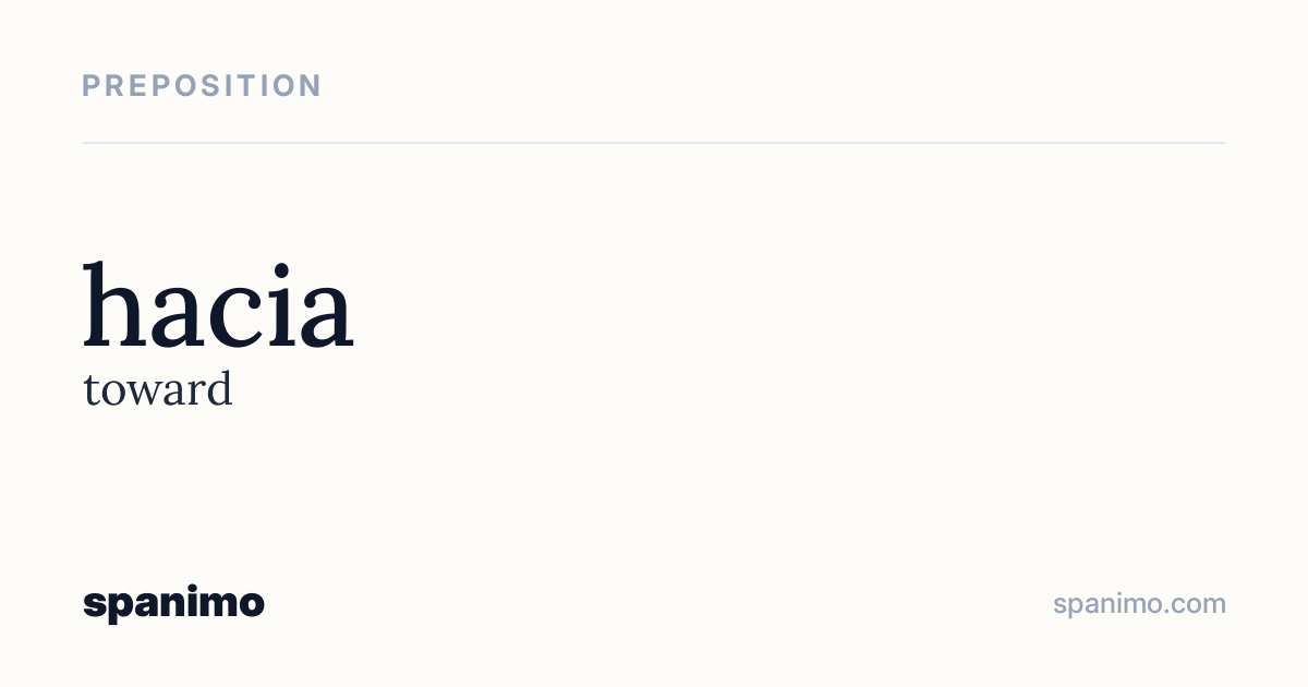 Word card for hacia