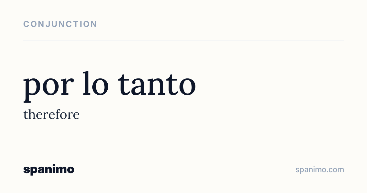 Word card for por lo tanto