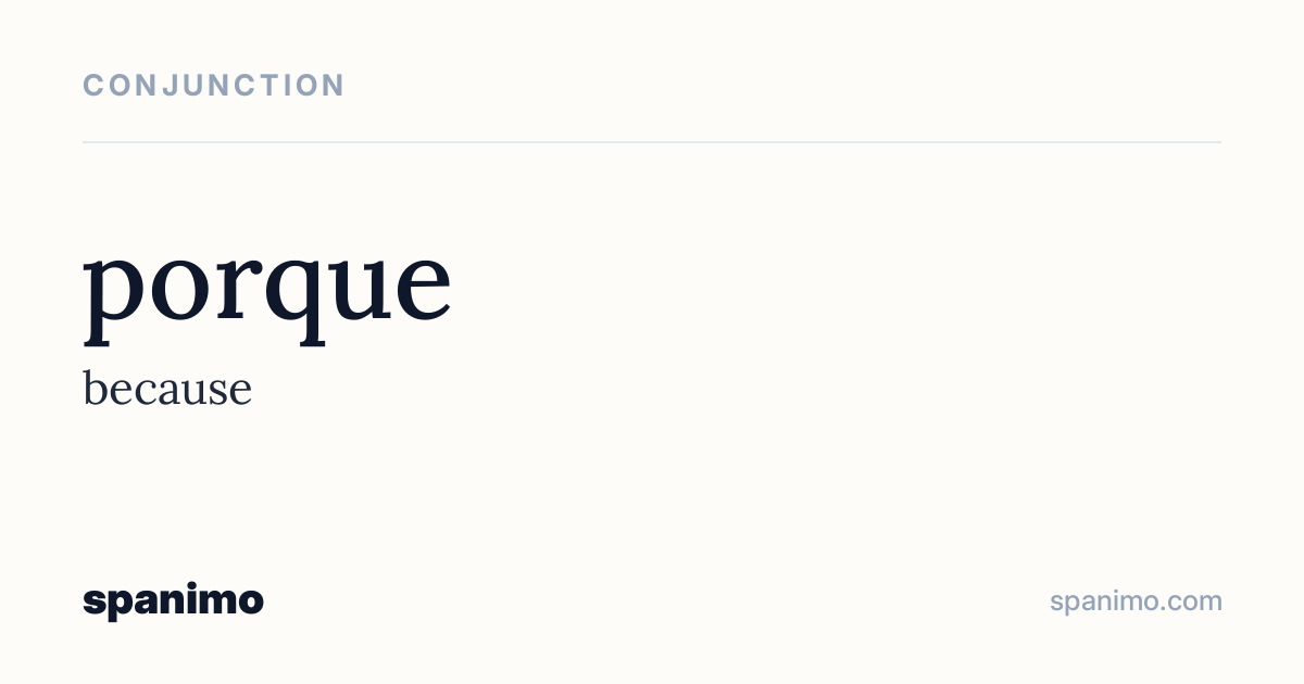 Word card for porque
