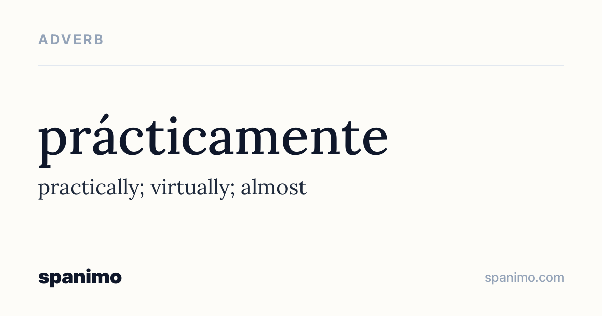 Word card for prácticamente
