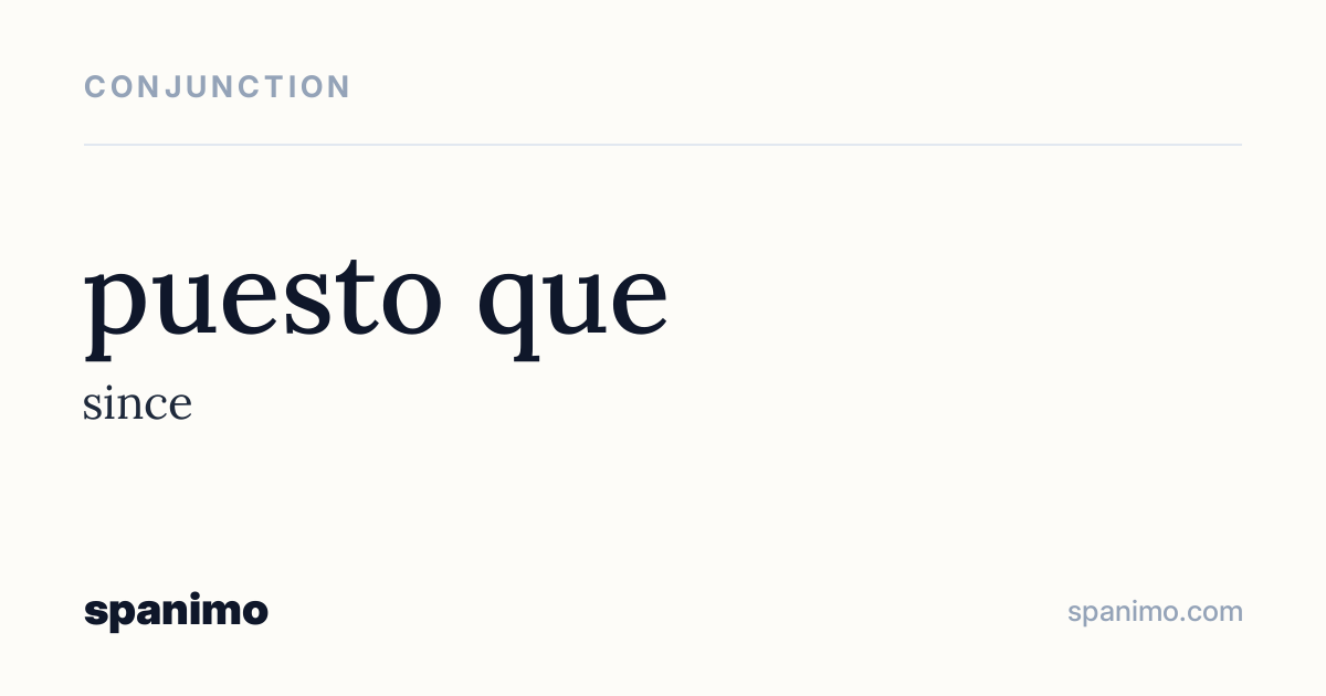 Word card for puesto que