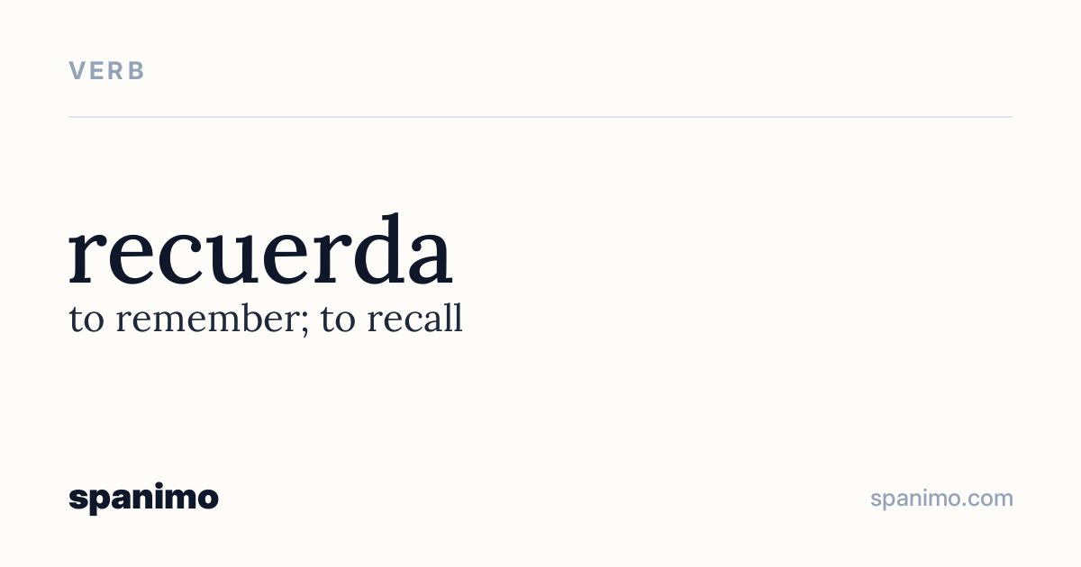 Word card for recuerda