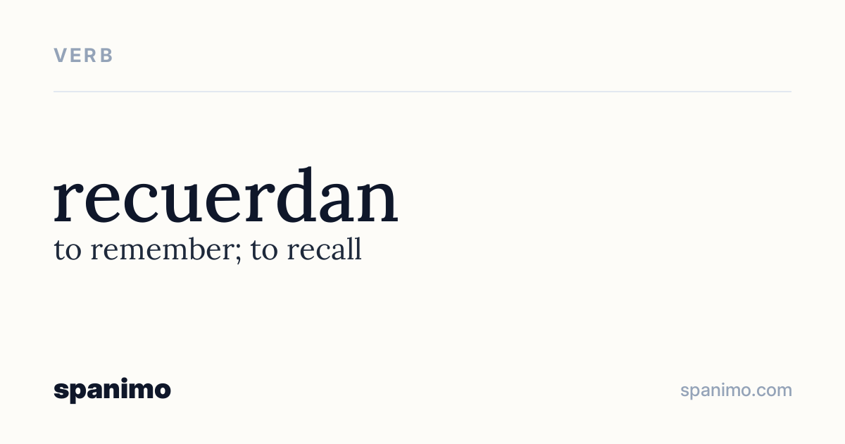 Word card for recuerdan