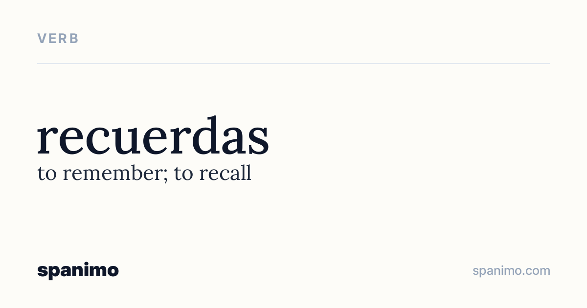 Word card for recuerdas