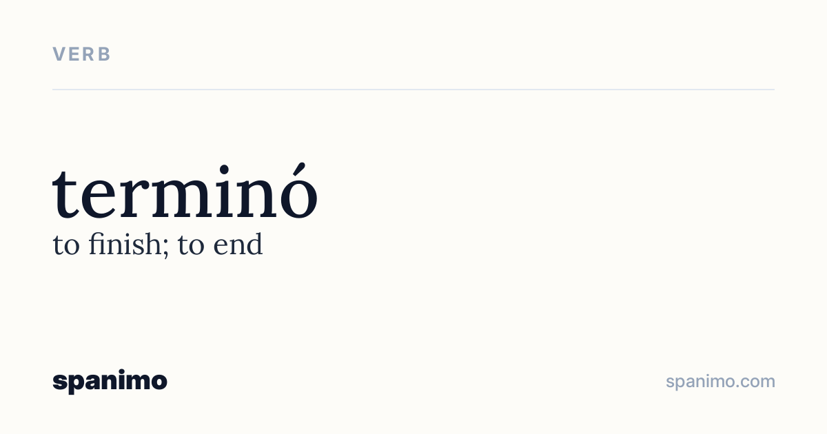 Word card for terminó