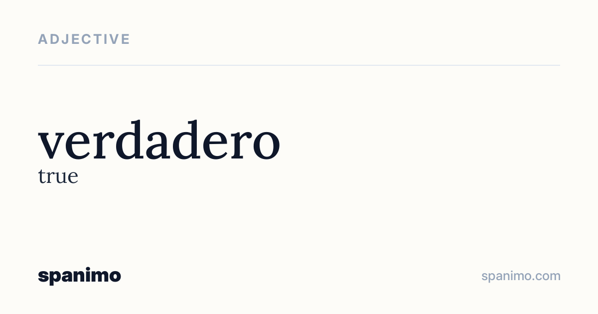 Word card for verdadero